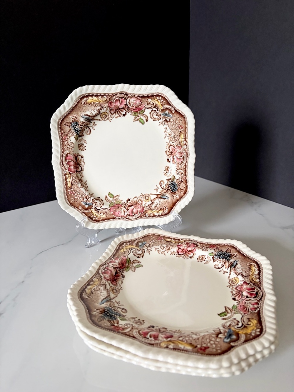 SET of 4 Square Salad Plates - Devonshire by Johnson Brothers